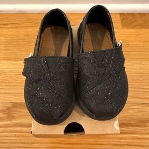 Toms Black Glitter Kids Shoes